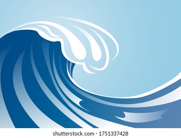 Summer Vector abstract background with waves on sea for surf. Banner Design template for Brochure, Flyer or Depliant for business purposes. 