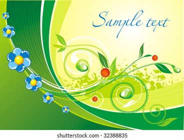 Summer vector abstract floral background with place for your text.  Beautiful vector illustration.