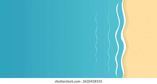 summer vector background with beach for banners, cards, flyers, social media wallpapers, sandy beach and water summer holiday background vector illustration.