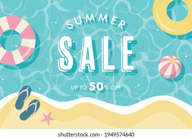 summer vector background with beach illustrations for banners, cards, flyers, social media wallpapers, etc.