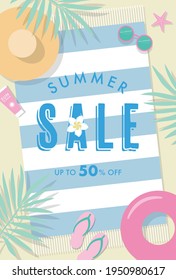 summer vector background with beach illustrations for banners, cards, flyers, social media wallpapers, etc.