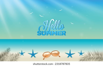 summer vector background with beach illustrations for banners, cards, flyers, social media wallpapers, etc.