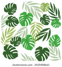 Summer vector background concept, abstract illustration with exotic jungle leaves, colorful design.
