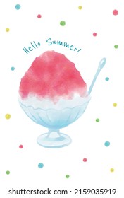 summer vector background with Japanese shaved ice dessert in watercolor for banners, cards, flyers, social media wallpapers, etc.