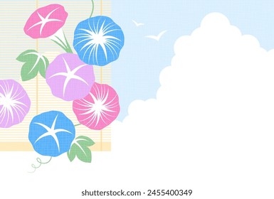 summer vector background with morning glories on the sky for banners, cards, flyers, social media wallpapers, etc.