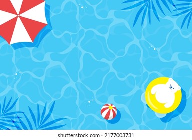 summer vector background with a polar bear floating in water for banners, cards, flyers, social media wallpapers, etc.