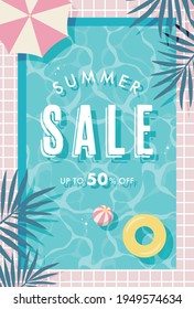 summer vector background with pool illustrations for banners, cards, flyers, social media wallpapers, etc.