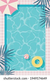 summer vector background with pool illustrations for banners, cards, flyers, social media wallpapers, etc.