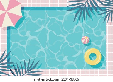 summer vector background with pool illustrations for banners, cards, flyers, social media wallpapers, etc.