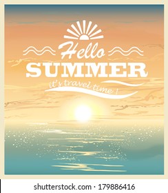  Summer  vector background in retro style .