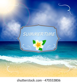 Summer vector background. Seascape vector illustration.