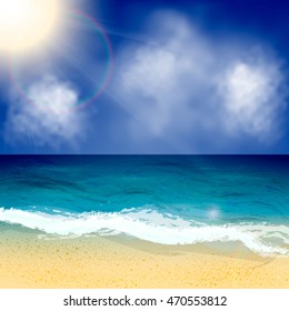 Summer vector background. Seascape vector illustration.