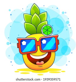 Summer vector banner design concept of 3d text in beach island with summer elements and balloons in blue sky background. Vector illustration.