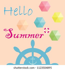 Summer vector banner design with text and colorful umbrellas