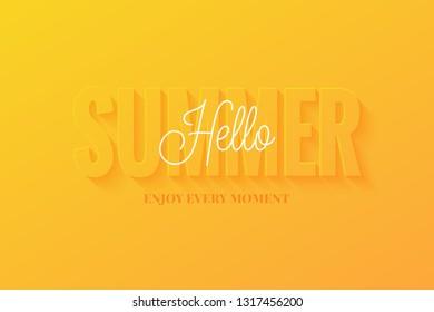 Summer vector banner. Hello summer sign on yellow background