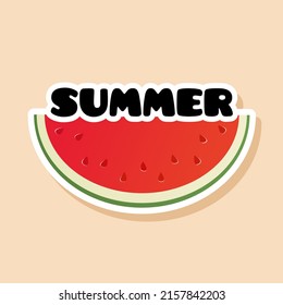 Summer vector banner logo sticker with watermelon