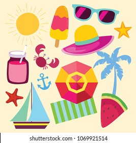 Summer vector banner. Summer set