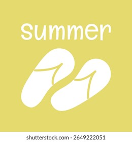 Summer vector banner. Yellow background with flip flops. Illustration for holiday, resort, travel, season, relax, web, design element