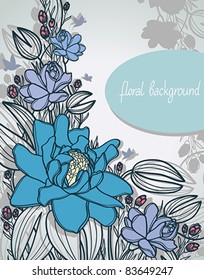 Summer vector with bloom flowers on a gray background