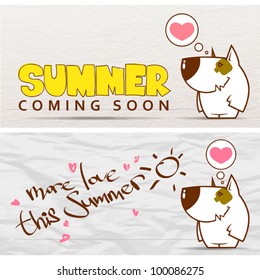 Summer vector card with funny cartoon doggy.