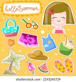 Summer vector cartoon  Sustainable Lifestyle for sticker , decoration , other