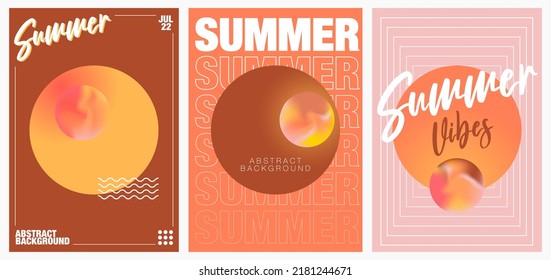Juego de afiches de la cubierta vectorial de verano. Diseño de concepto divertido en verano. `Plantilla para banner de campaña, volante de promoción de venta, invitación, afiche, sitio web, folleto, medios sociales o tarjeta. Ilustración vectorial.