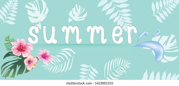 Summer vector design concept with flower leaves.-เวกเตอร์