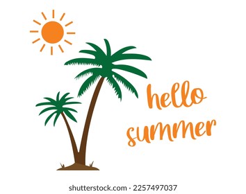 summer vector design and illustration. hello summer vector design with summer symbols.