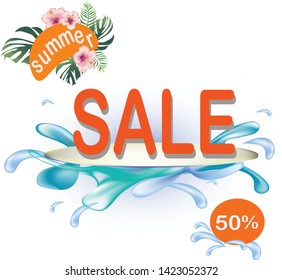 Summer vector design, promotional concept with flowers, leaves as an element.- Vector