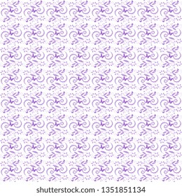 Summer vector design. Seamless with purple twisted sprigs of a pattern and butterflies on a white background, artistic. Illustration of the garden.
