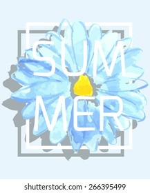 Summer, vector floral artwork for girls t-shirt.