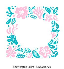 Summer vector floral frame tropical composition ornament with place for text. Color design elements for print, greeting card. isolated illustration on white background