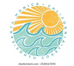 Design gráfico vetorial de verão para vestuário, adesivos, cartazes, fundo e outros. Design vetorial de clube de surf. Arte do paraíso de Sunshine. Boa vida. A vida vem em ondas. Arte em ondas abstratas de praia.