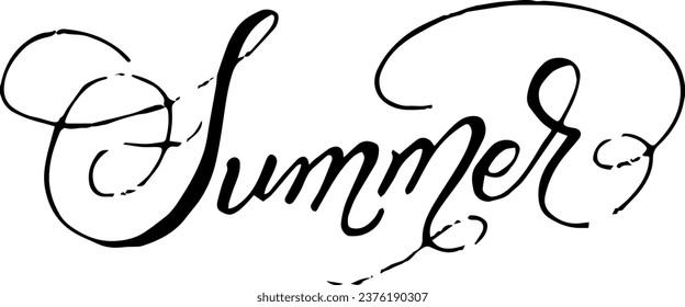 Ilustración gráfica vectorial de verano. Hermosa caligrafía de verano de temporada. Es bueno para tarjetas de felicitación impresas, medios sociales, folletos, carteles, diseños de camisetas, etc.