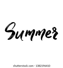 Summer - Vector hand drawn lettering phrase. Modern brush calligraphy for blogs and social media. Motivation and inspiration quotes for photo overlays, greeting cards, t-shirt print, posters. 