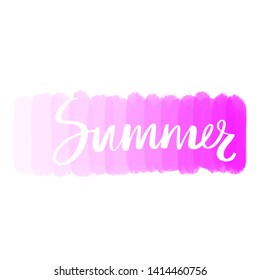Summer - Vector hand drawn lettering phrase on abstract background. Modern brush calligraphy for blogs and social media. Quote for photo overlays, greeting cards, t-shirt print, posters.