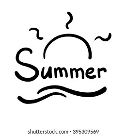 Summer vector hand drawn words, calligraphy, typography black on white