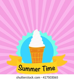 Summer vector Ice Cream Poster. Vector Illustration. With place for your text .Template Vector.