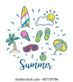 Summer vector icon in doodle style