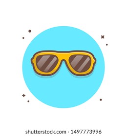 Summer Vector Icon Illustration. Shiny Gold Sun Glasses. Summer Icon Concept White Isolated. Flat Cartoon Style Suitable for Web Landing Page, Banner, Flyer, Sticker, Background