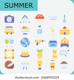 summer vector icon pack for summer beach 