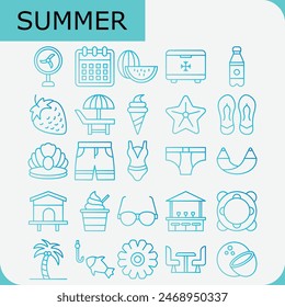 summer vector icon pack for summer beach 