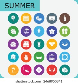 summer vector icon pack for summer beach 
