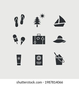 summer vector icon set beach vacation and travel