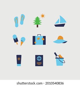 summer vector icon set beach vacation and travel