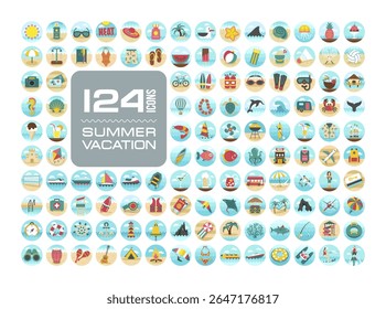 Summer vector icon set. Beach. Travel. Summertime. Vacation, eps 10