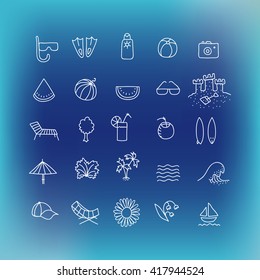 Summer vector  icon set. Hand drawn design element. Suitable for website design or printed products of travel company
