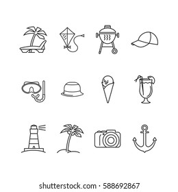 Summer vector icon set in simple outline style.These icons are perfect for your sites, applications, or info graphic. All icons in the vector, and you can easily change the color and size.
