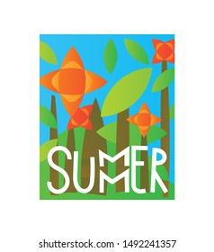 Summer - vector icon.Flat floral sign.