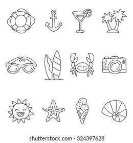 Summer vector icons, hand-drawn.
